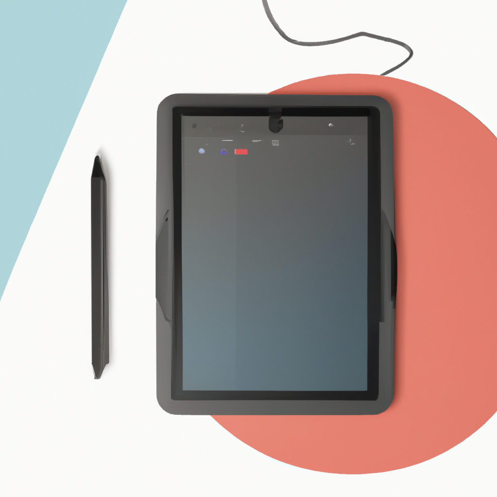 Minimal digital illustration hero artwork with clean shapes, soft gradients, and a stylus tablet workspace